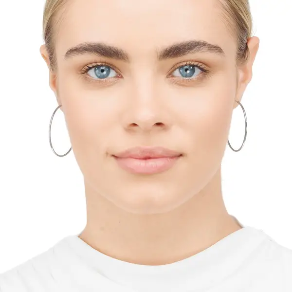 Leaf Jewelry Creole Rund L, 40mm, 14 K Weissgold Discount Store für neue Produkte