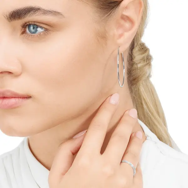 Leaf Jewelry Creole Rund L, 40mm, 14 K Weissgold Discount Store für neue Produkte