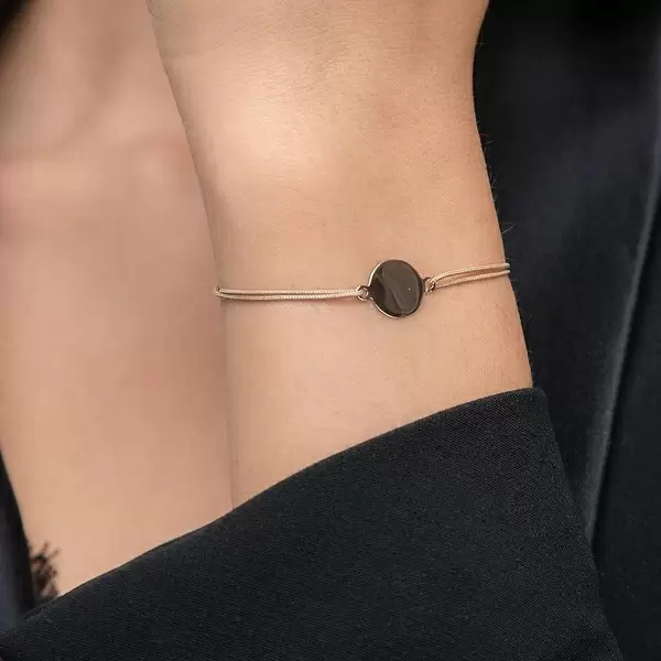 Leaf Jewelry Glücksbändchen Plate, 14 K Rosegold, Beige Riesige Rabatte