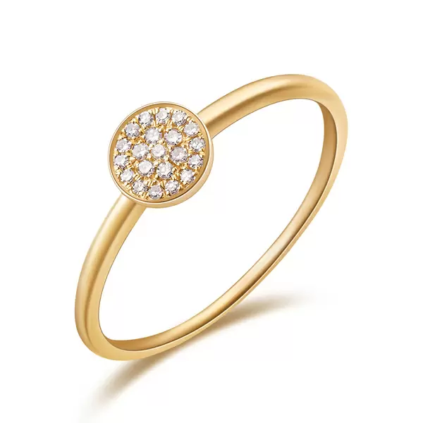 Leaf Jewelry Ring Pave mit Diamanten, 18 K Gelbgold