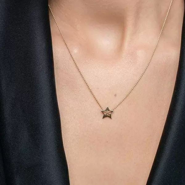 Leaf Jewelry Halskette Star, 14 K Gelbgold Kostenloser Versand international