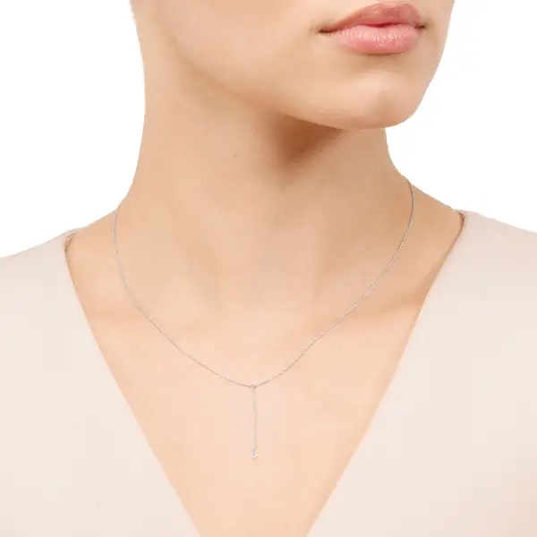 Leaf Jewelry Halskette Y-Pure Diamant, 18 K Weißgold zollfrei