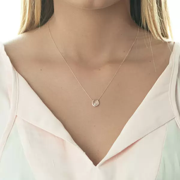 Leaf Jewelry Halskette Rosenquarz, 14 K Roségold 50% Rabatt für begrenzte Zeit