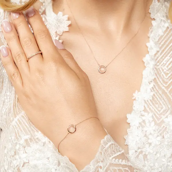 Leaf Jewelry Halskette Rosenquarz, 14 K Roségold 50% Rabatt für begrenzte Zeit