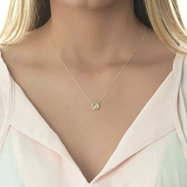 Leaf Jewelry Halskette Grüner Amethyst, 14 K Gelbgold Rabatte dieses Monats