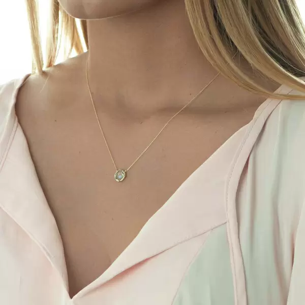 Leaf Jewelry Halskette Grüner Amethyst, 14 K Gelbgold Rabatte dieses Monats