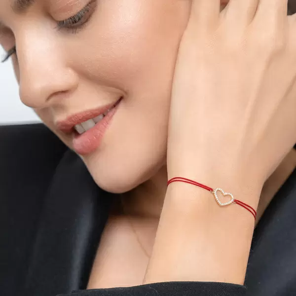 Leaf Jewelry Glückarmband Herz mit Diamanten, 18 K Gelbgold, Beige 2025