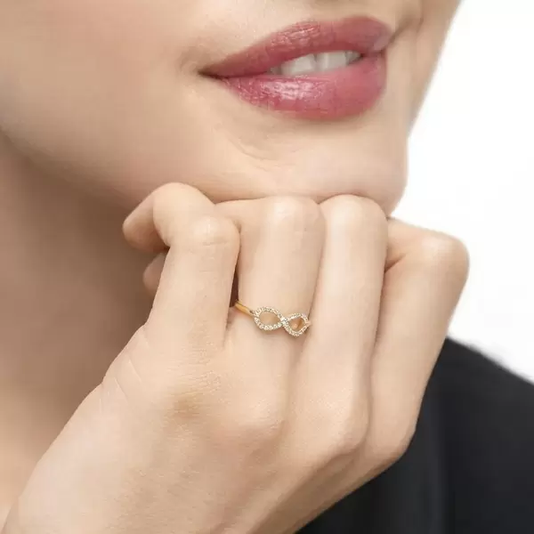 Leaf Jewelry Infinityring mit Diamanten, 18 K Gelbgold Auslauf