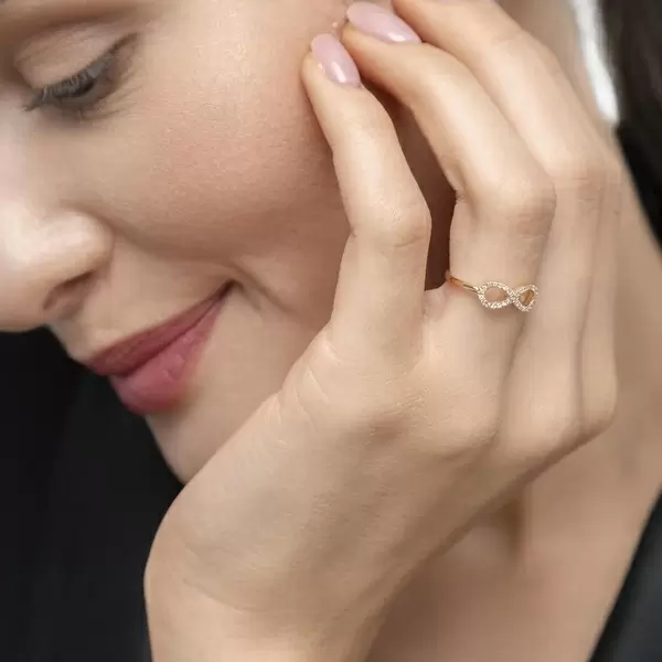 Leaf Jewelry Infinityring mit Diamanten, 18 K Gelbgold Auslauf
