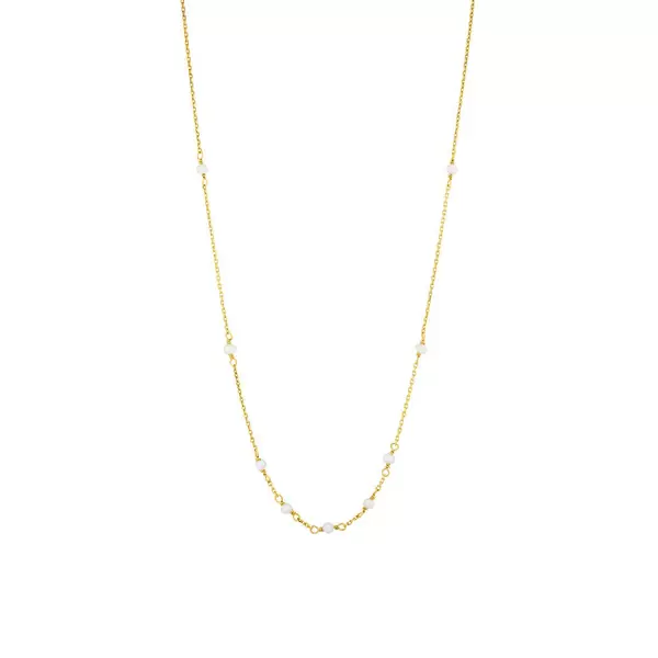 Leaf Jewelry Halskette White Pearls, 14 K Gelbgold