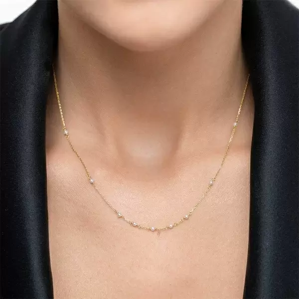 Leaf Jewelry Halskette White Pearls, 14 K Gelbgold Verkauf