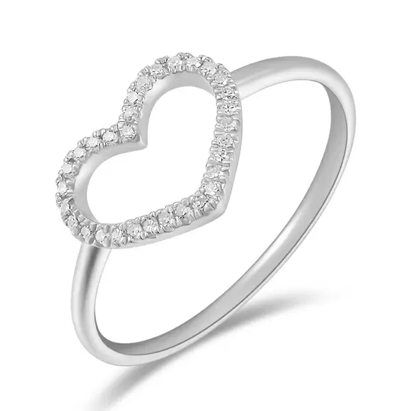 Leaf Jewelry Ring Herz mit Diamanten, 18 K Weißgold