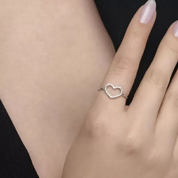 Leaf Jewelry Ring Herz mit Diamanten, 18 K Weißgold Schlussverkauf