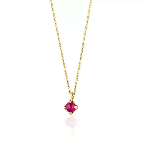 Leaf Jewelry Halskette Cabochon, Rubin, 14 K Gelbgold Fabrikverkauf