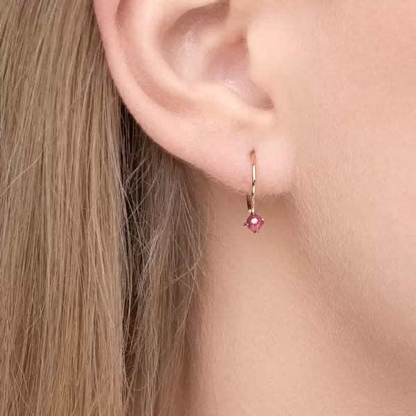 Leaf Jewelry Ohrringe Cabochon, Rubin, 14 K Gelbgold Meist gekauft