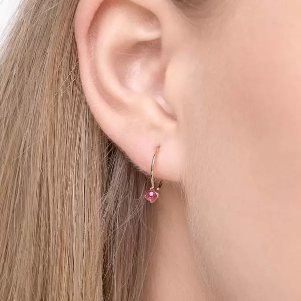 Leaf Jewelry Ohrringe Cabochon, Rubin, 14 K Gelbgold Meist gekauft