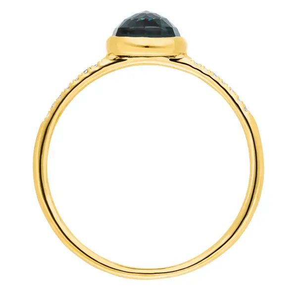 Leaf Jewelry Ring Blue Topas mit Diamanten, 14K Gelbgold Blitzverkäufe