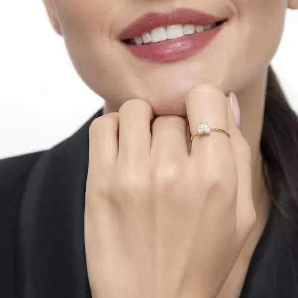 Leaf Jewelry Ring Herz Full mit Diamanten, 18 K Gelbgold Kostenloser Versand