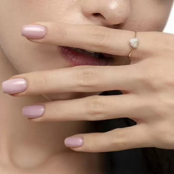 Leaf Jewelry Ring Herz Full mit Diamanten, 18 K Gelbgold Kostenloser Versand