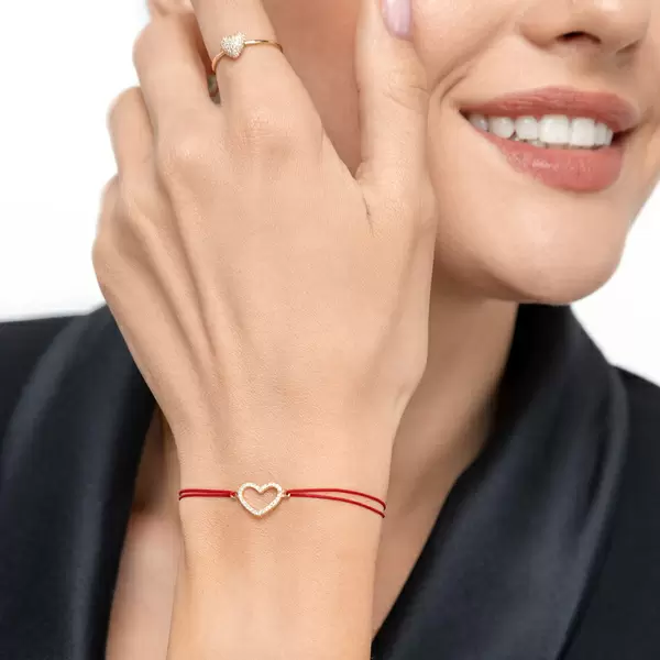 Leaf Jewelry Ring Herz Full mit Diamanten, 18 K Gelbgold Kostenloser Versand