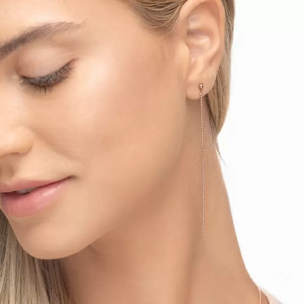 Leaf Jewelry Ohrringe Ball Chain, 14 K Rosegold Rabatt