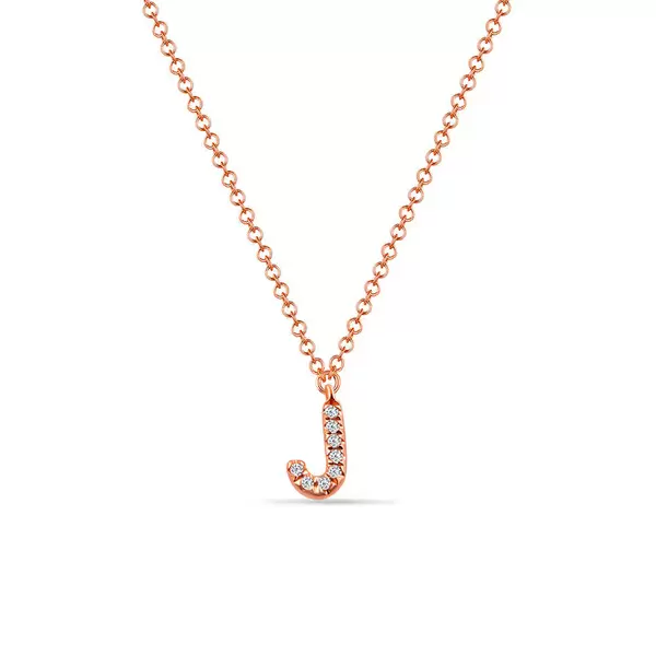 Leaf Jewelry Halskette Letter "J", 14 K Rosegold mit Diamanten
