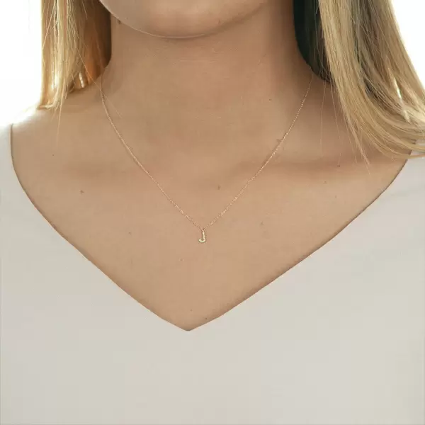 Leaf Jewelry Halskette Letter "J", 14 K Rosegold mit Diamanten Versandkostenfrei