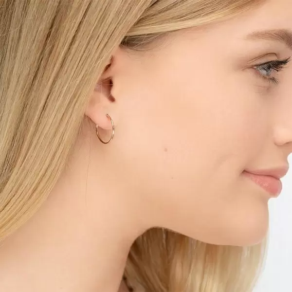 Leaf Jewelry Creole Rund S, 15mm, 14 K Rosegold Flash Sale