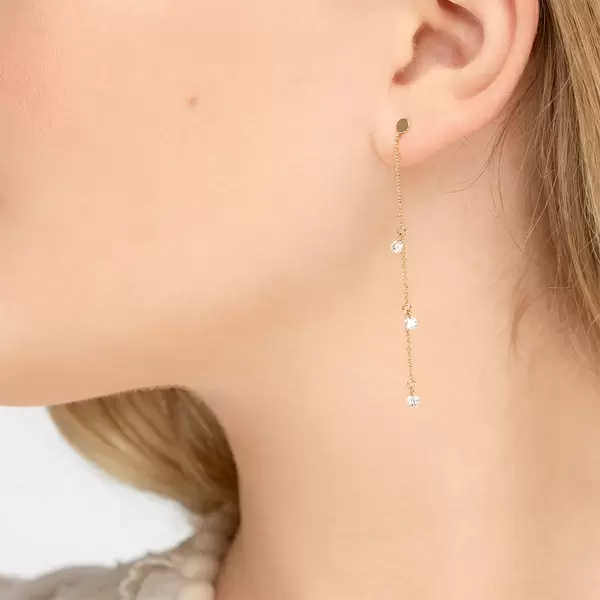 Leaf Jewelry Ohrringe Pure Chain mit Diamanten, 18 K Gelbgold Online Shopping