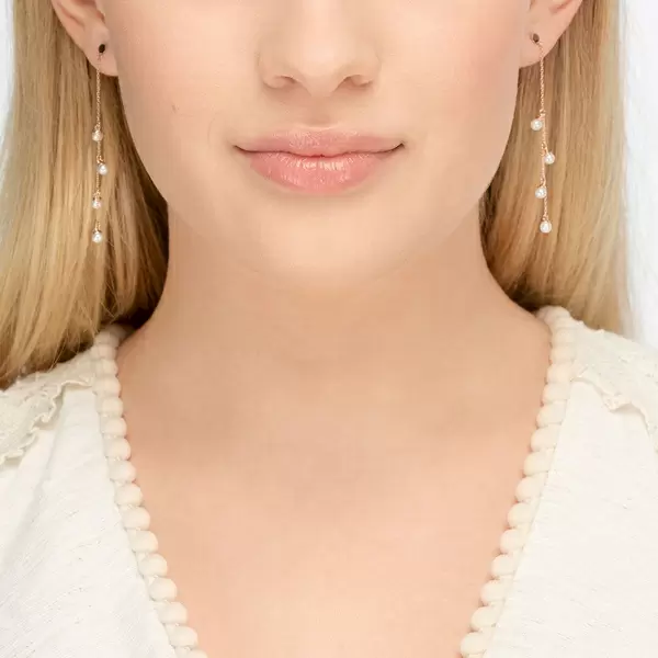 Leaf Jewelry Ohrringe Perle Kette, 14 K Rosegold Preisnachlass