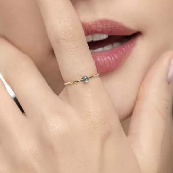 Leaf Jewelry Ring Cabochon, 14 K Gelbgold, Blauer Topas Saisonschlussverkauf