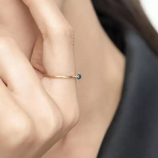 Leaf Jewelry Ring Cabochon, 14 K Gelbgold, Blauer Topas Saisonschlussverkauf