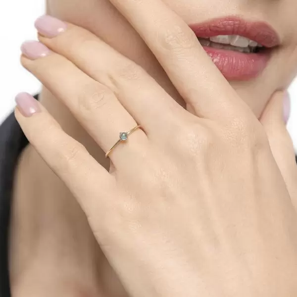 Leaf Jewelry Ring Cabochon, 14 K Gelbgold, Blauer Topas Saisonschlussverkauf