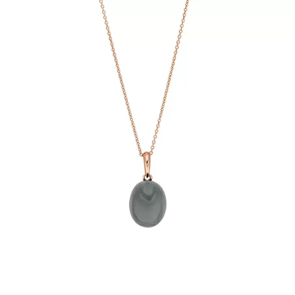 Leaf Jewelry Halskette Cabochon II, 14 K Rosegold, Grauer Mondstein Black Friday