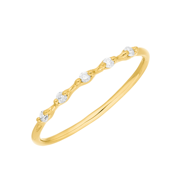 Leaf Jewelry Ring mit 5 Diamanten, 14K Gelbgold