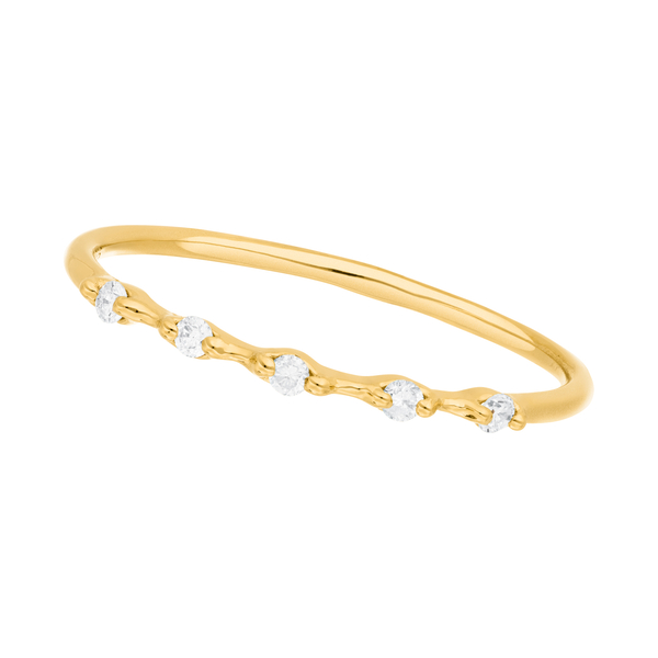 Leaf Jewelry Ring mit 5 Diamanten, 14K Gelbgold Vatertagsangebot