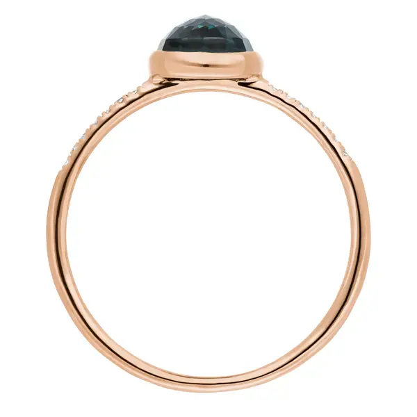 Leaf Jewelry Ring Blue Topas mit Diamanten, 14K Rosegold Jubiläumsangebot