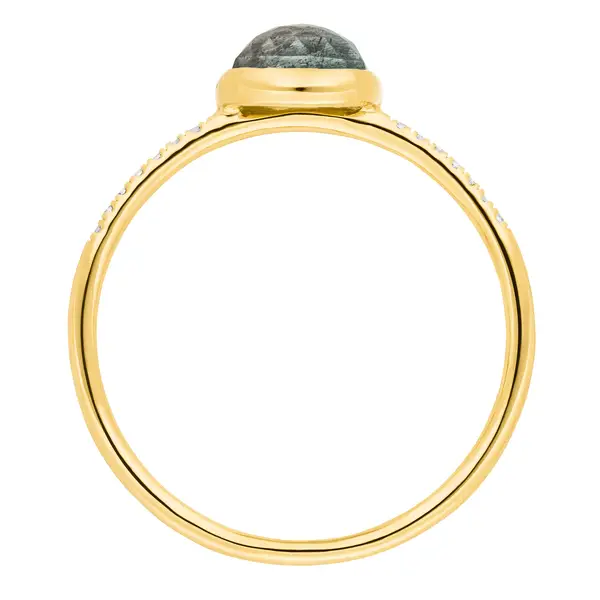 Leaf Jewelry Ring Labradorit mit Diamanten, 14K Gelbgold Heißer Verkauf