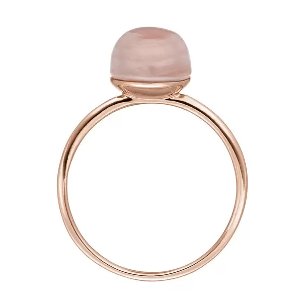 Leaf Jewelry Ring Cabochon II, 14 K Rosegold, Rosenquarz