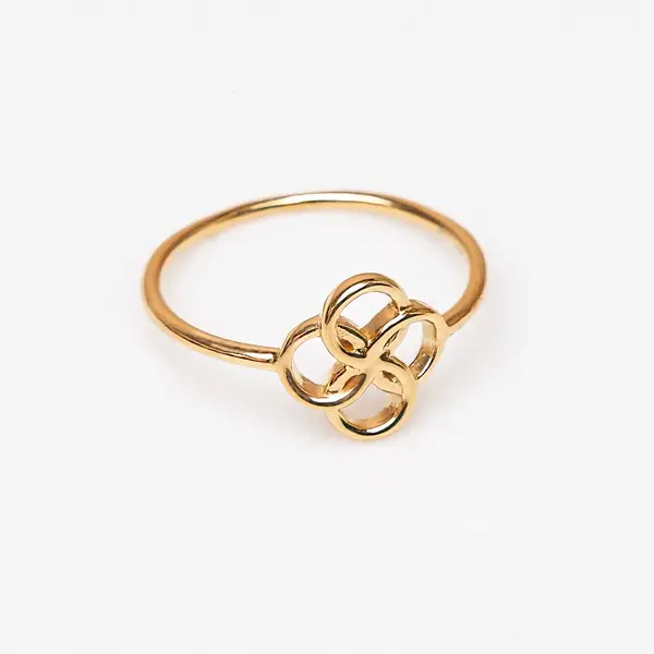 Leaf Jewelry Ring Clover Charm, 18 K Gelbgold vergoldet Große Rabatte
