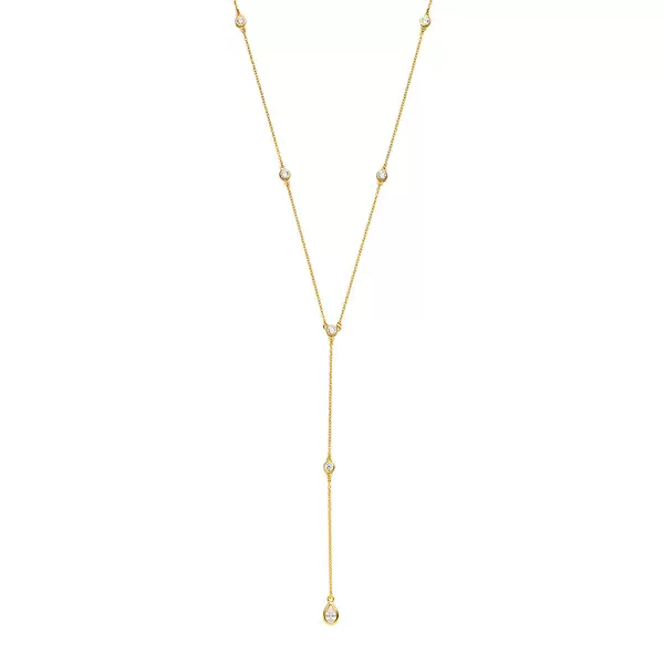 Leaf Jewelry Y-Halskette Pure mit Zirkonia, 18 K Gelbgold vergoldet Leaf Jewelry Y-Halskette Pure mit Zirkonia, 18 K Gelbgold vergoldet