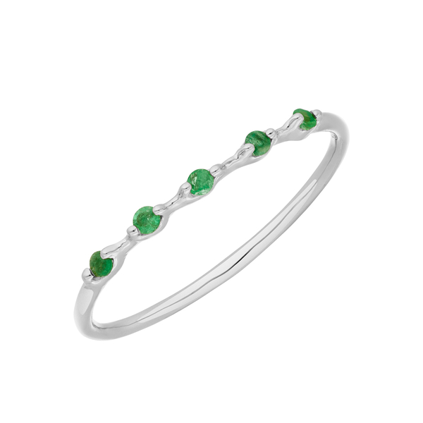 Leaf Jewelry Ring mit 5 Smaragden, 14K Weißgold Leaf Jewelry Ring mit 5 Smaragden, 14K Weißgold