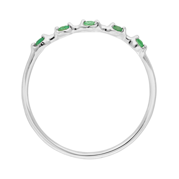 Leaf Jewelry Ring mit 5 Smaragden, 14K Weißgold Kauf eins, bekomm eins gratis