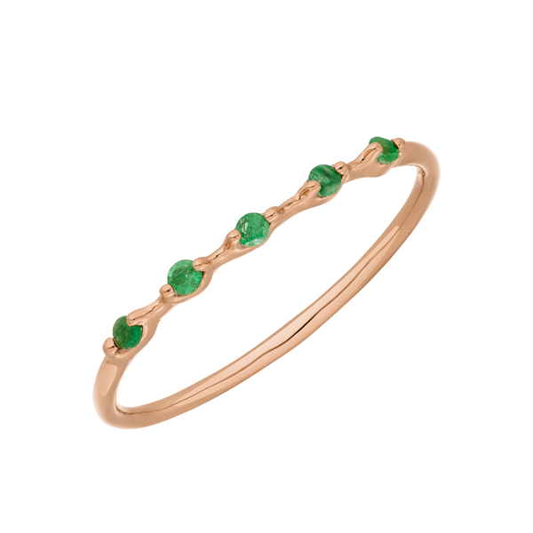 Leaf Jewelry Ring mit 5 Smaragden, 14K Rosegold Leaf Jewelry Ring mit 5 Smaragden, 14K Rosegold