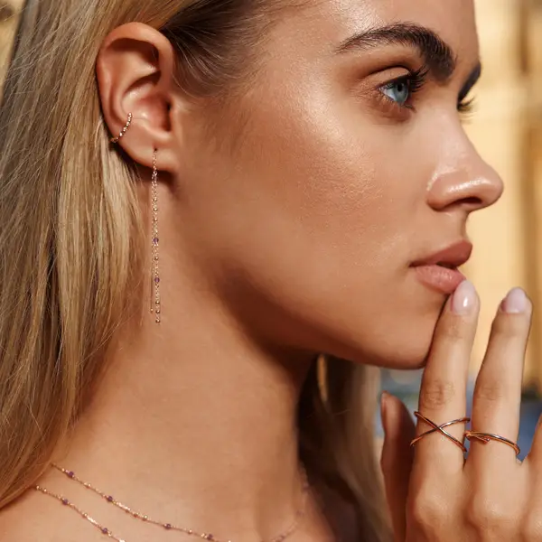 Leaf Jewelry Ohrhänger Flying Gems, Grüner Achat, 18 K Rosegold vergoldet Riesige Ersparnisse