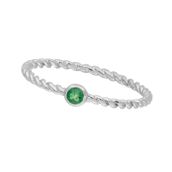 Leaf Jewelry Ring Twist Smaragd, 14K Weißgold Tiefpreis