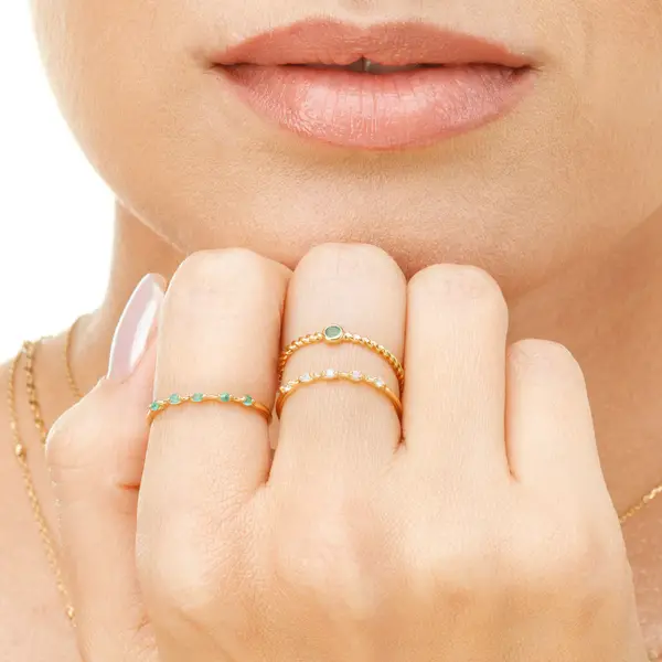 Leaf Jewelry Ring Twist Smaragd, 14K Weißgold Tiefpreis