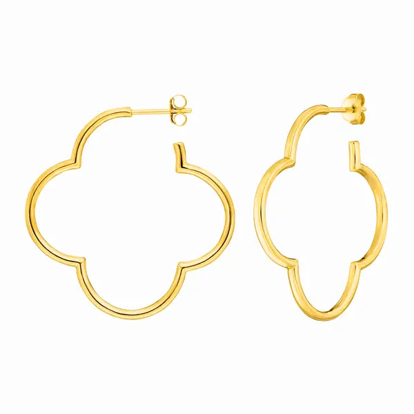 Leaf Jewelry Creole Kleeblatt, 40mm, 14 K Gelbgold Kostenlose Rückgabe