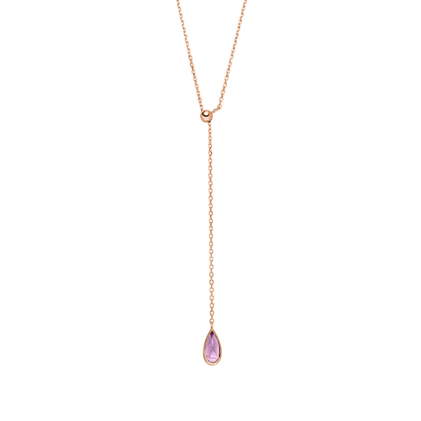 Leaf Jewelry Y-Halskette Gem Drop, Amethyst, 18 K Rosegold vergoldet Leaf Jewelry Y-Halskette Gem Drop, Amethyst, 18 K Rosegold vergoldet
