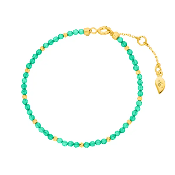 Leaf Jewelry Armkette Serenity, Grüner Achat, 18 K Gelbgold vergoldet Leaf Jewelry Armkette Serenity, Grüner Achat, 18 K Gelbgold vergoldet
